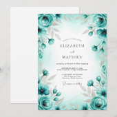 Turquoise Graceful Spring Wedding Einladung (Vorne/Hinten)