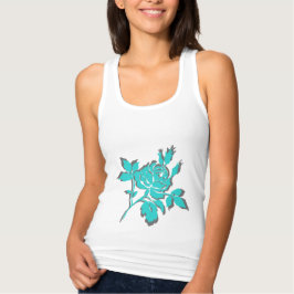 TURQUOISE- & GRAY-ROSE-_Woman's-Tank Tank Top