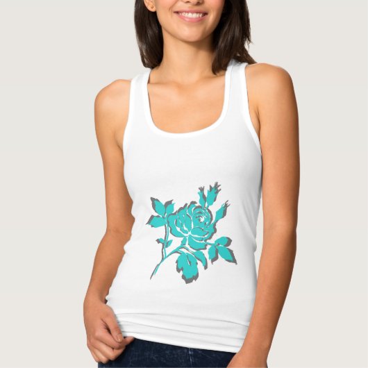 TURQUOISE- & GRAY-ROSE-_Woman's-Tank Tank Top (Vorderseite)