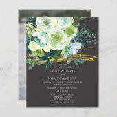 Turquoise Green Floral Gold Foto Hochzeit (Vorne/Hinten)