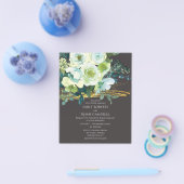 Turquoise Green Floral Gold Foto Hochzeit Flyer (Einzeln)