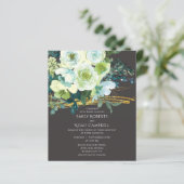 Turquoise Green Floral Gold Glitzer Hochzeit (Stehend Vorderseite)
