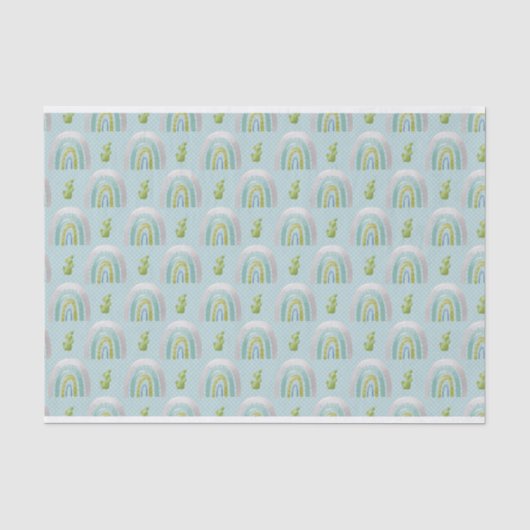 TURQUOISE GREEN GRAY RAINBOWS SEIDENPAPIER (Vorderseite)