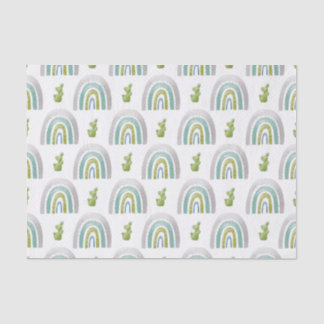 TURQUOISE GREENN GRAY RAINBOWS SEIDENPAPIER
