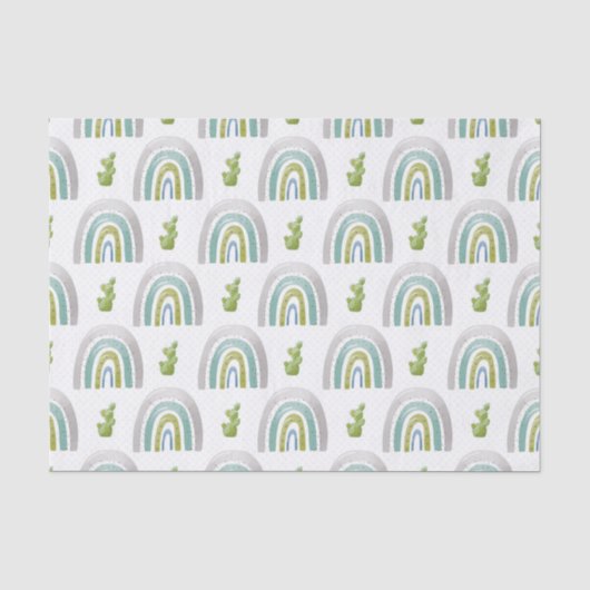 TURQUOISE GREENN GRAY RAINBOWS SEIDENPAPIER (Vorderseite)