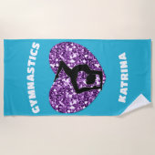 Turquoise Gymnastik und Lila Personalisierte Strandtuch (Vorderseite)