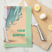 Turquoise Hair Anime Girl Geschirrtuch (Viertel Falte)