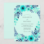 Turquoise Harmonious Winter Wedding Einladung (Vorne/Hinten)