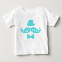 Turquoise Hat Mustache Lässig Baby Boy T - Shirt