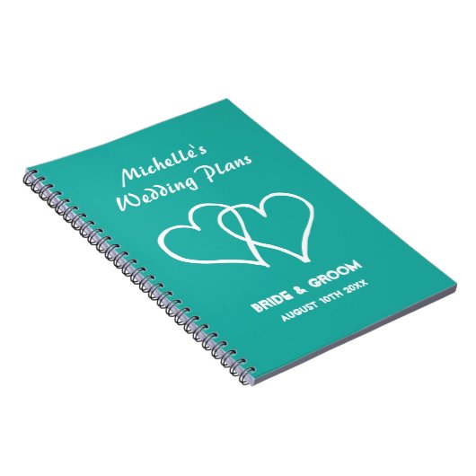 Turquoise Herz Hochzeitsplaner Notebook Notizblock (Rechte Seite)