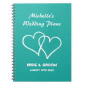 Turquoise Herz Hochzeitsplaner Notebook Notizblock (Vorderseite)
