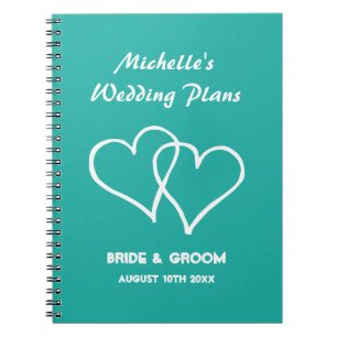 Turquoise Herz Hochzeitsplaner Notebook Notizblock