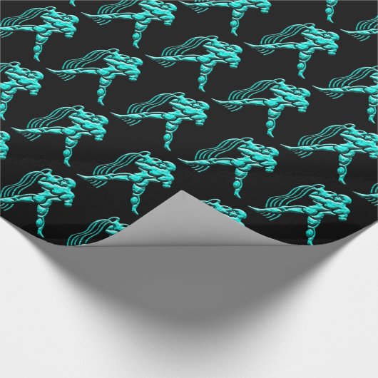 Turquoise Horoscope Zodiac Star Sign Aquarius Geschenkpapier (Ecke)