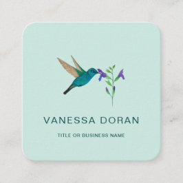 Turquoise Hummingbird Business Card Quadratische Visitenkarte