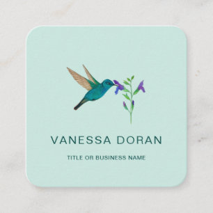 Turquoise Hummingbird Business Card Quadratische Visitenkarte