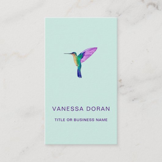 Turquoise Hummingbird Business Card Visitenkarte (Vorderseite)