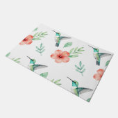Turquoise Hummingbird Hibiscus Pattern Fußmatte (Schrägansicht)