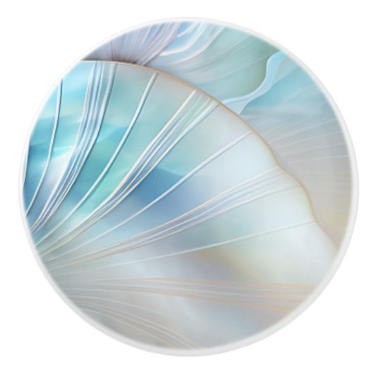 Turquoise Iridescent Holographic Shells Keramikknauf (Vorderseite)