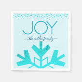 Turquoise Joliday Snowflake Moderne Typografie Serviette (Vorderseite)