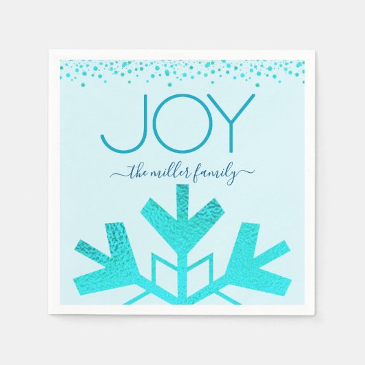 Turquoise Joliday Snowflake Moderne Typografie Serviette (Vorderseite)