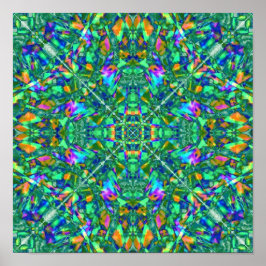 Turquoise Kaleidoscope Fractal Art Poster