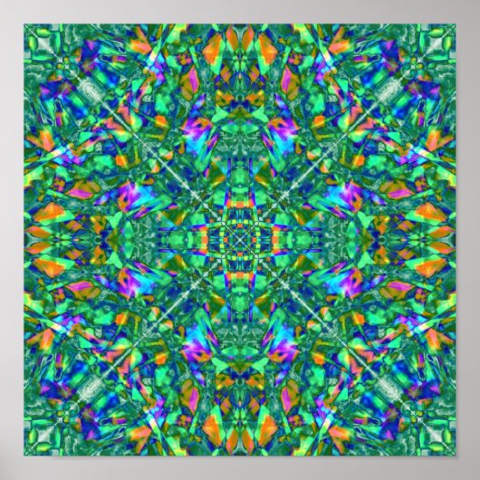 Turquoise Kaleidoscope Fractal Art Poster (Vorne)