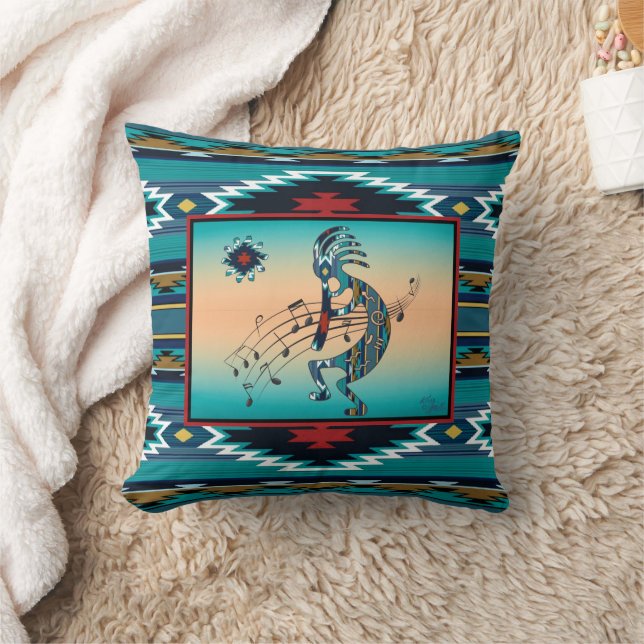 Turquoise Kokopelli Throw Kissen (Decke)