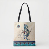 Turquoise Kokopelli Tote Bag Tasche (Vorderseite)