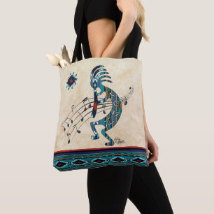 Turquoise Kokopelli Tote Bag Tasche