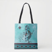 Turquoise Kokopelli Tote Bag Tasche (Vorderseite)