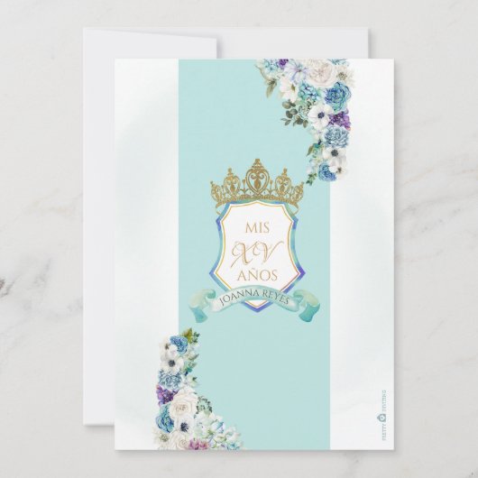 Turquoise Lila Prinzessin Burg Royal Quinceanera Einladung (Rückseite)