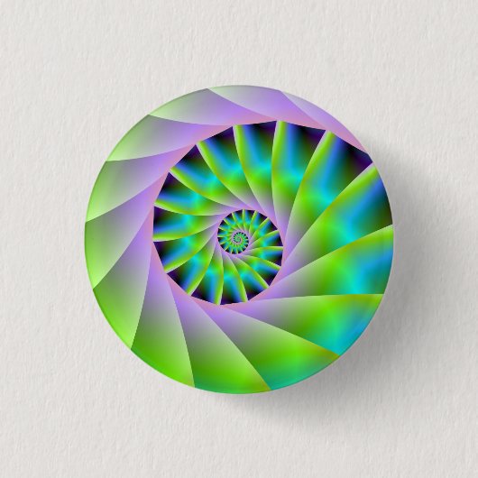 Turquoise Lilac und grüner Spiralknopf Button (Vorderseite)