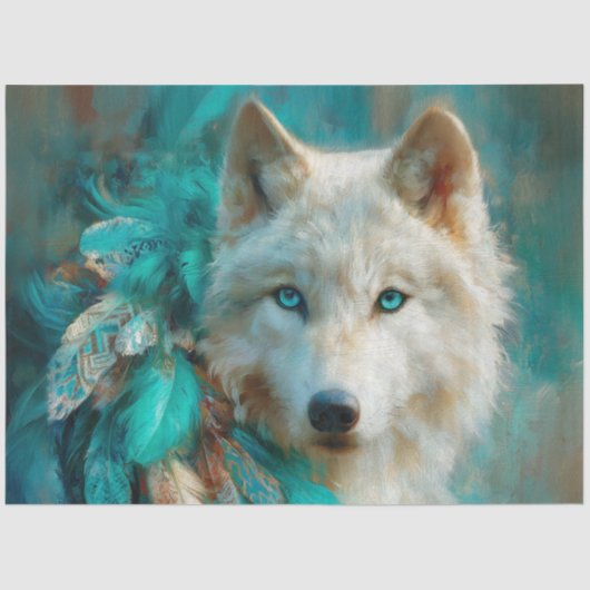 Turquoise Lodge Arctic Wolf Portrait Seidenpapier (Vorderseite)