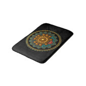 Turquoise Lotus Mandala - Black Boho Graphic Art Badematte (Schrägansicht)