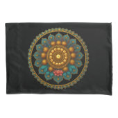 Turquoise Lotus Mandala - Reversible Black Boho Kissenbezug (Vorderseite)