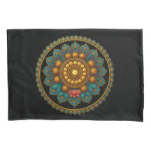 Turquoise Lotus Mandala - Reversible Black Boho