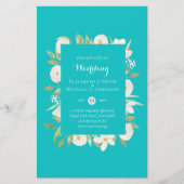 Turquoise Magnolia Floral Budget Hochzeit Einladun (Vorderseite)