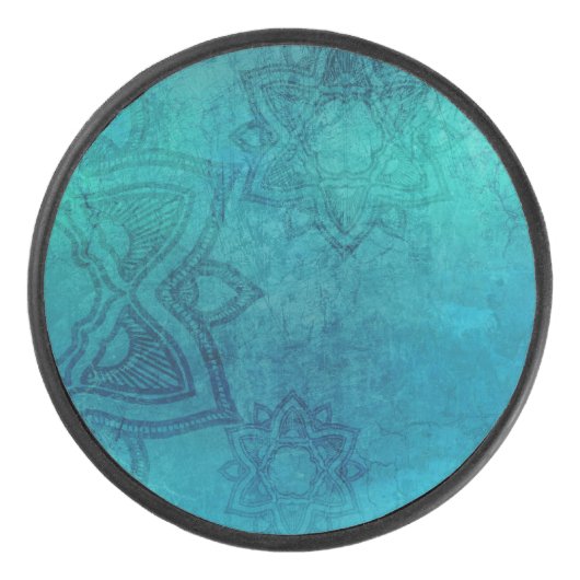 Turquoise Mandala Hockey Puck (Vorderseite)