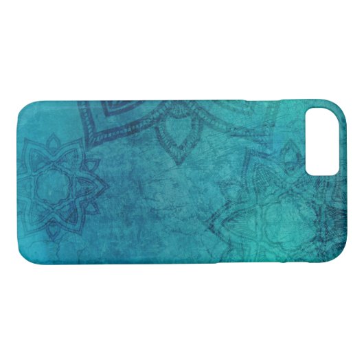Turquoise Mandala iPhone Cover (Rückseite (Horizontal))