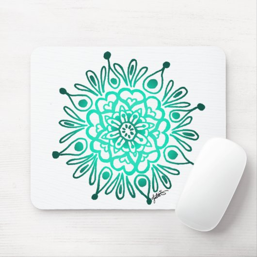 Turquoise Mandala Mousepad (Mit Mouse)