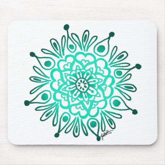 Turquoise Mandala Mousepad (Vorne)
