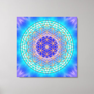 turquoise mandala with flower of life leinwanddruck