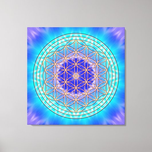 turquoise mandala with flower of life leinwanddruck (Vorderseite)