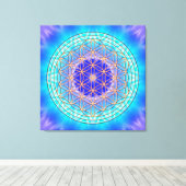 turquoise mandala with flower of life leinwanddruck (Insitu (Holzboden))