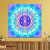 turquoise mandala with flower of life leinwanddruck (Insitu (Wohnzimmer))