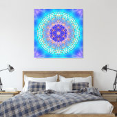 turquoise mandala with flower of life leinwanddruck (Insitu (Schlafzimmer))
