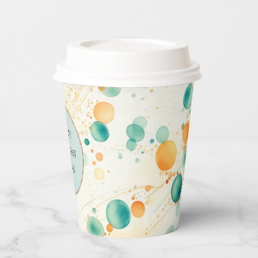 Turquoise Mandarine Circles Pappbecher (Links)