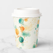 Turquoise Mandarine Circles Pappbecher (Rückseite)