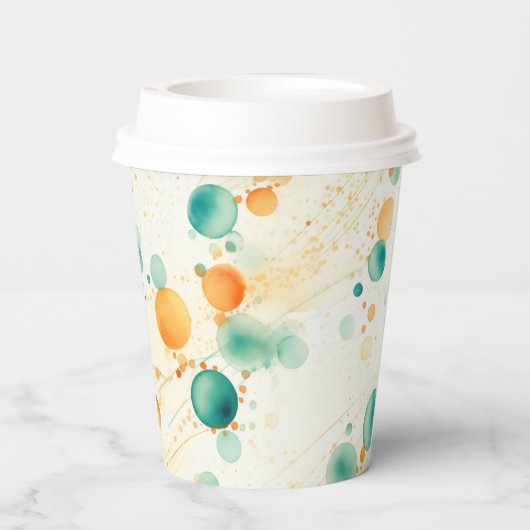 Turquoise Mandarine Circles Pappbecher (Rückseite)