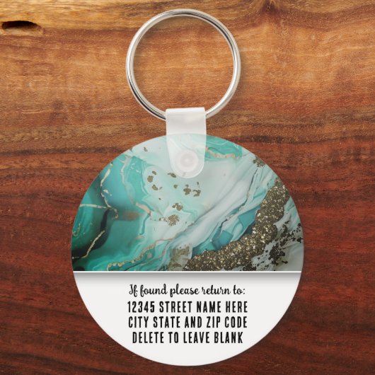 Turquoise Marble Branding Elegant Business Logo Schlüsselanhänger (Rückseite)